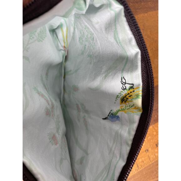 handmade, small clutch, leather and fabric - Picture 4 of 4